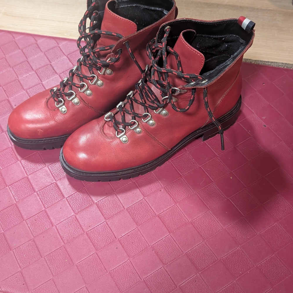 Red Leather Hiking Boots